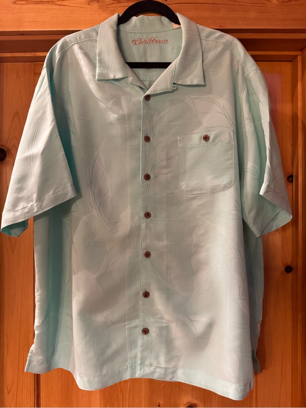 Caribbean Mint Green Short-Sleeve Button-Down Shirt